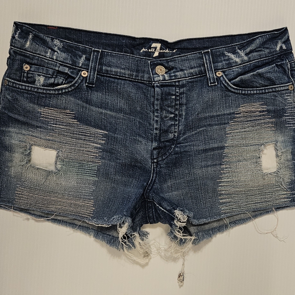 7 For All Man Kind Distressed Denim Shorts 30